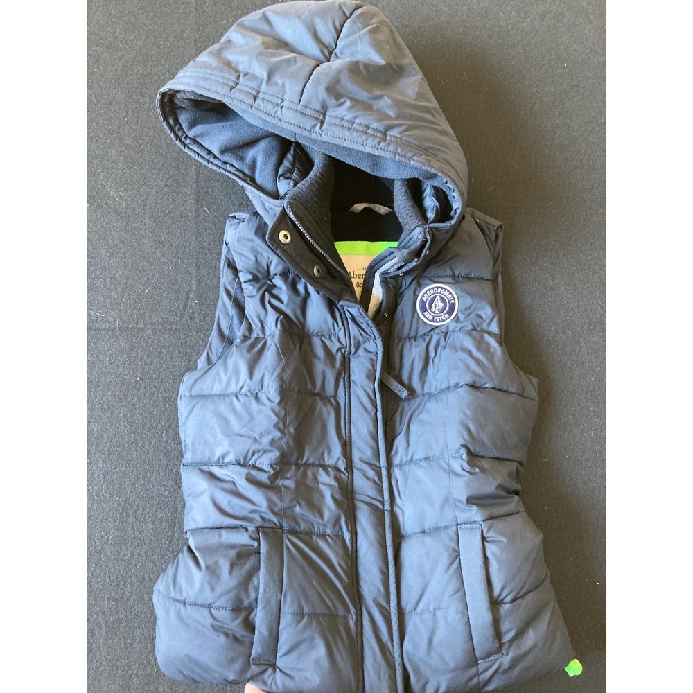 Abercrombie & Fitch Womens Black Puffer Vest Fleece Lined Small 144220132 Y2K